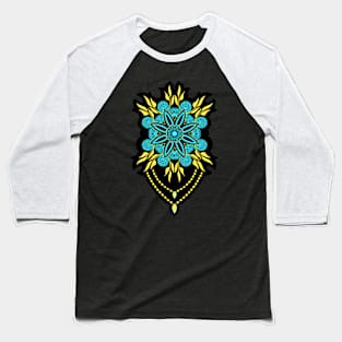 Blue and Yellow Mandala with chains Baseball T-Shirt